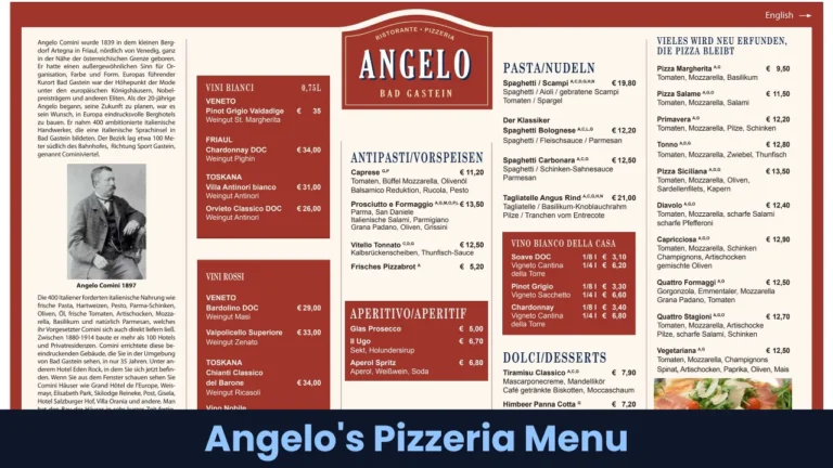 Angelo's Pizzeria Menu