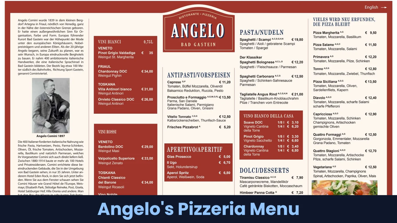 Angelo's Pizzeria Menu