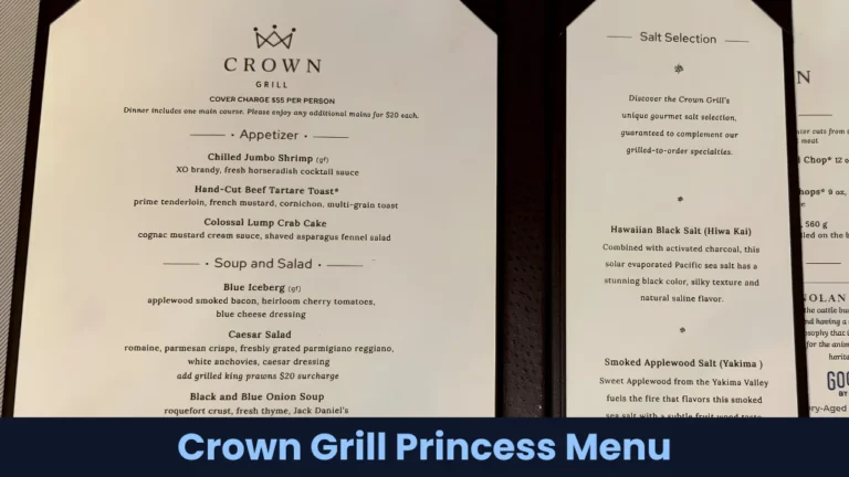 Crown Grill Princess Menu