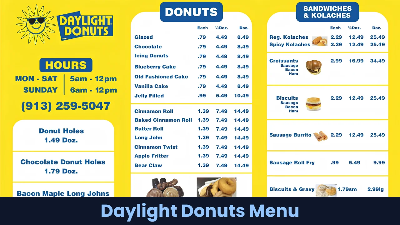 Daylight Donuts Menu