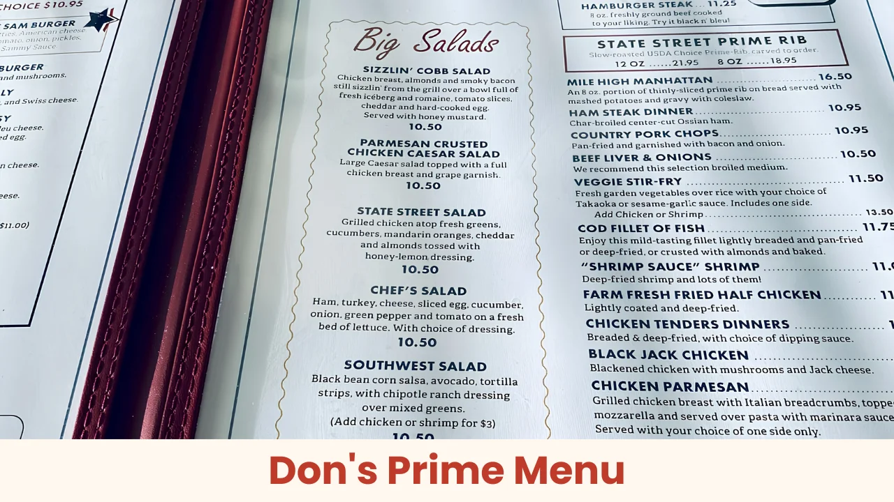 Don's Prime Menu