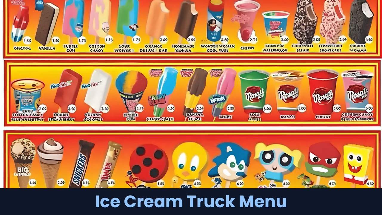 Ice Cream Truck Menu