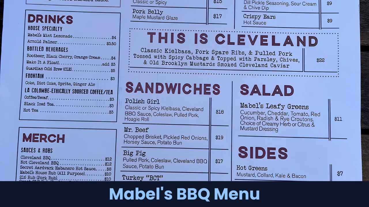 Mabel's BBQ Menu