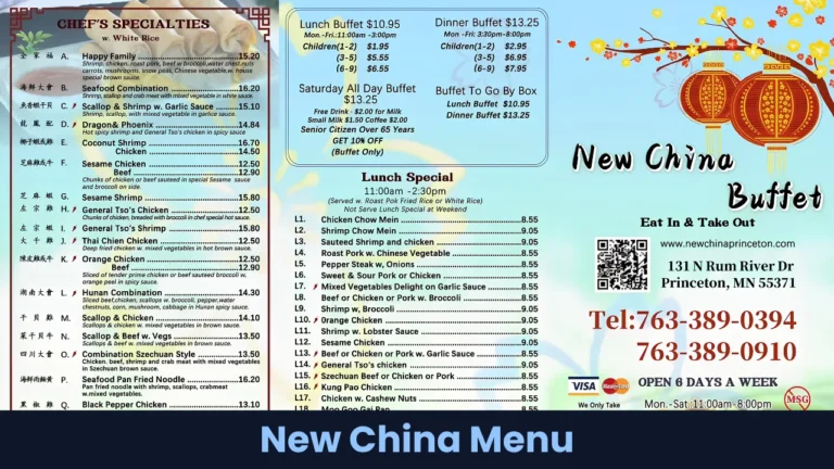 New China Menu