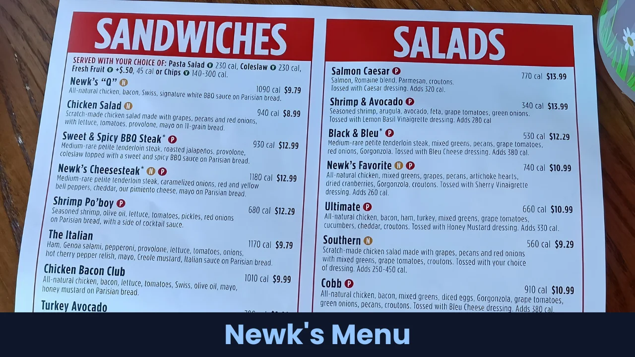 Newk's Menu