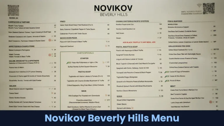 Novikov Beverly Hills Menu