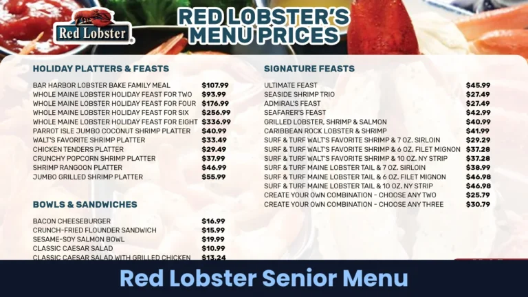 Red Lobster Senior Menu