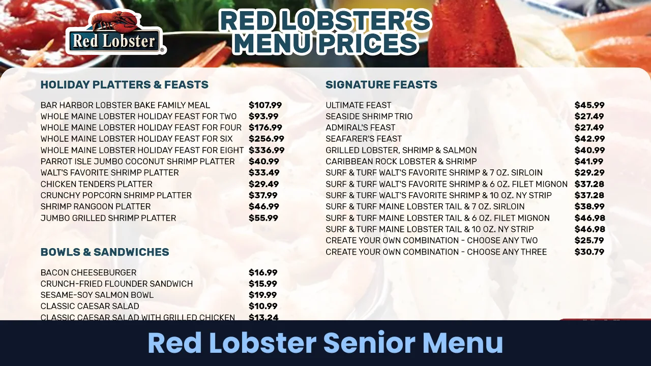 Red Lobster Senior Menu