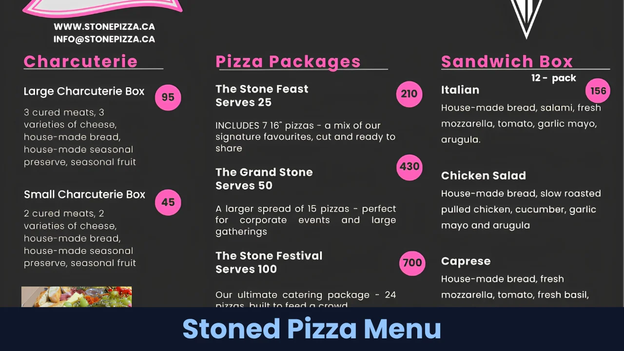 Stoned Pizza Menu