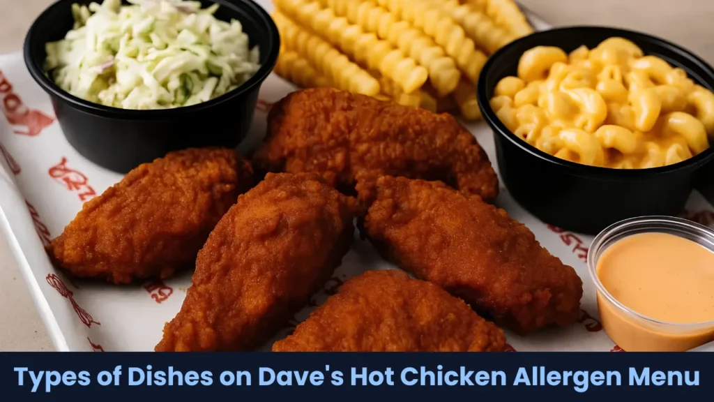 Types of Dishes on Dave's Hot Chicken Allergen Menu