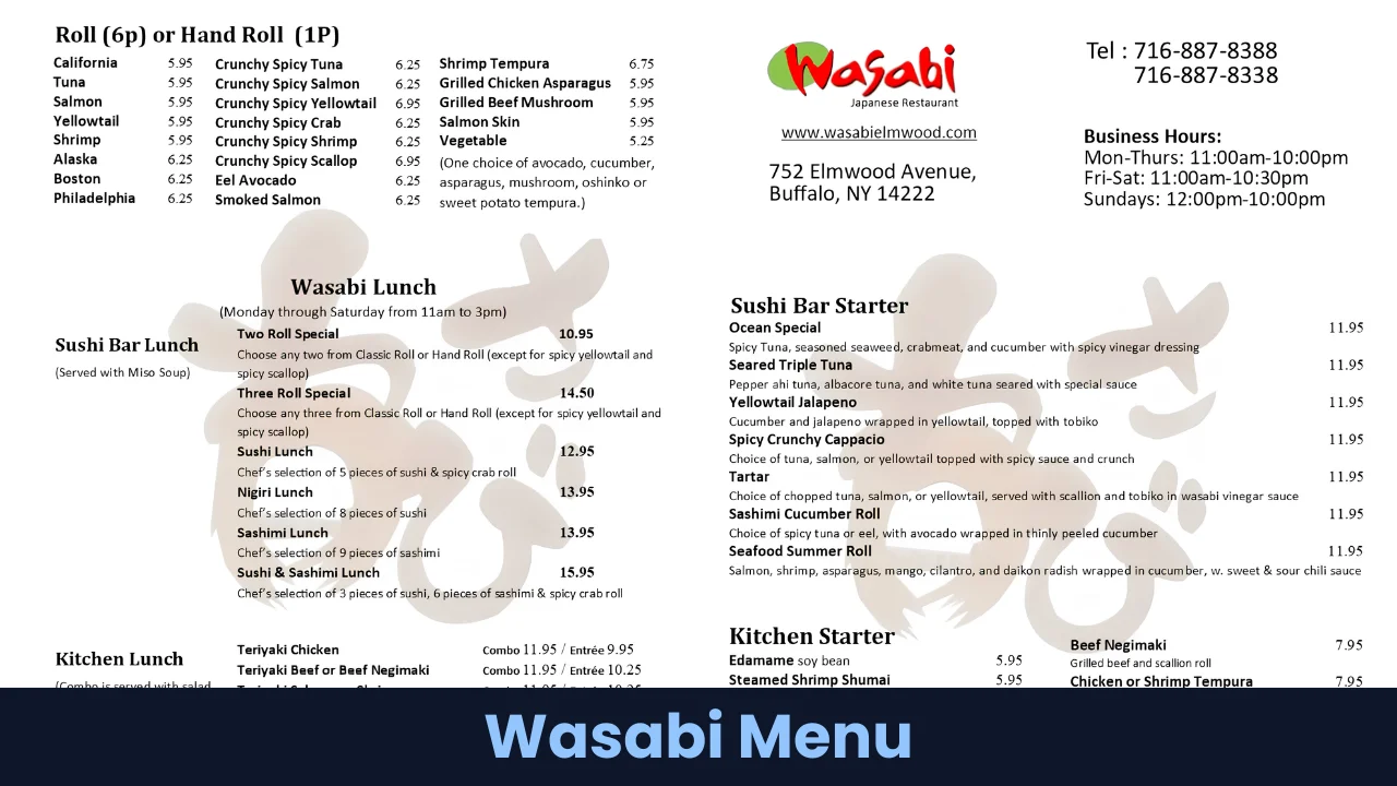 Wasabi Menu