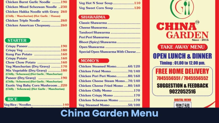 China Garden Menu