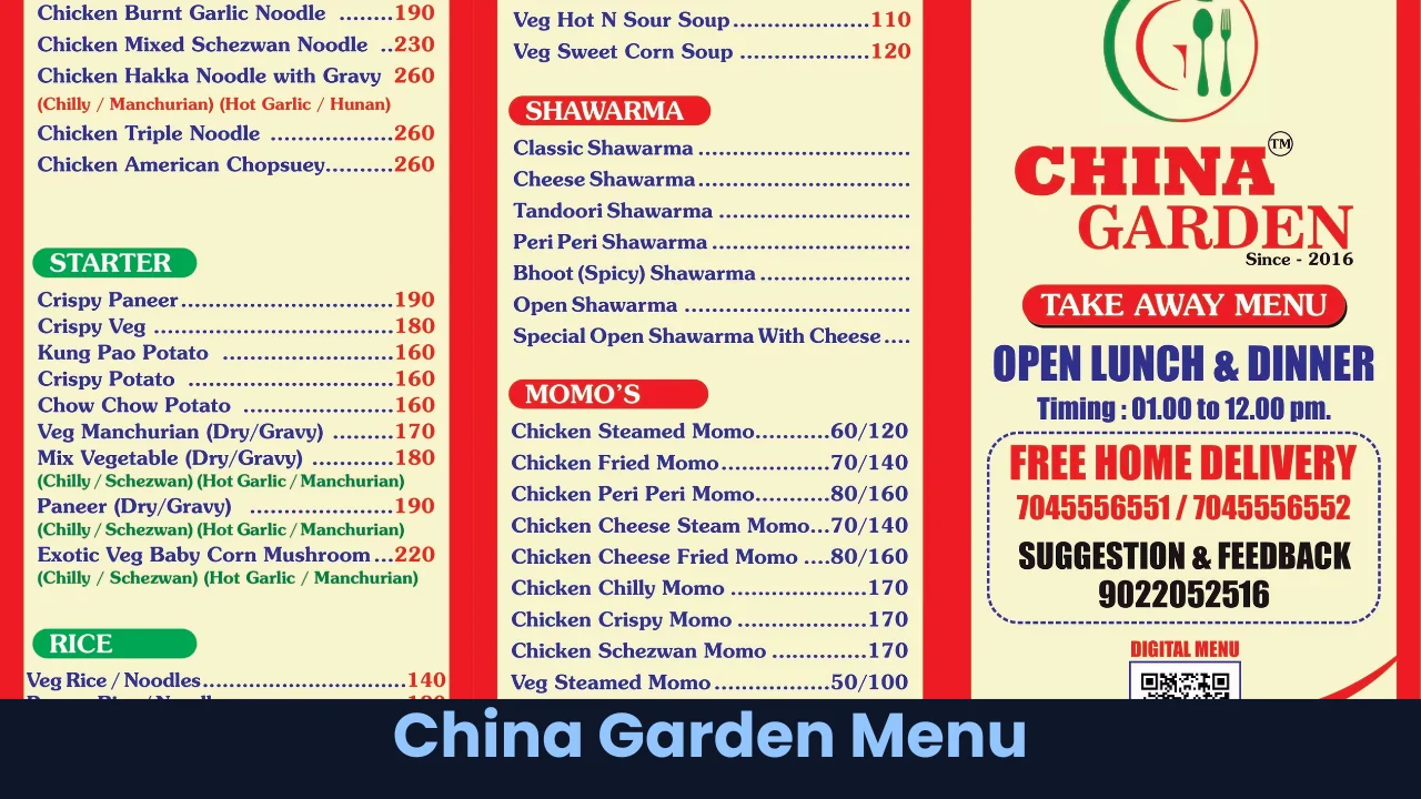 China Garden Menu