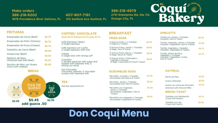 Don Coqui Menu
