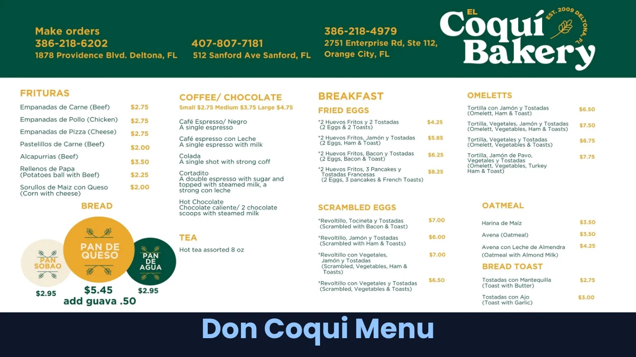 Don Coqui Menu