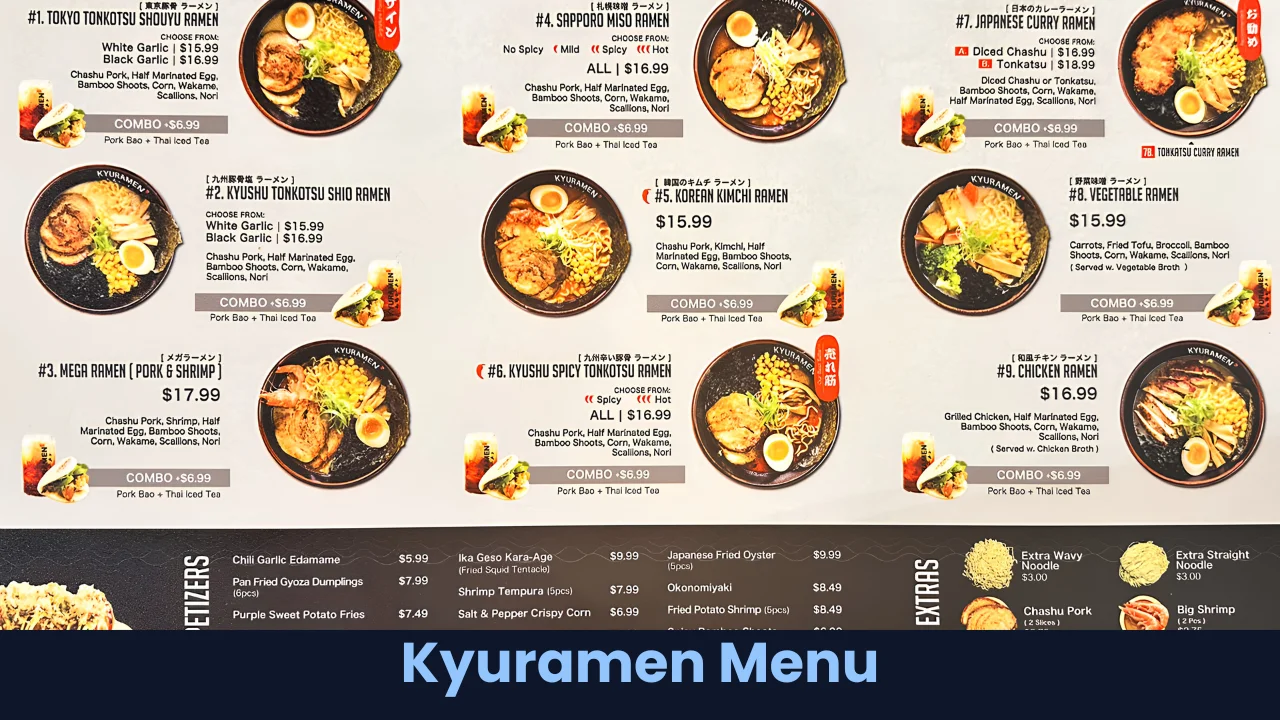 Kyuramen Menu