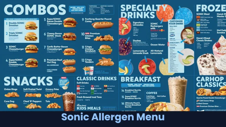 Sonic Allergen Menu