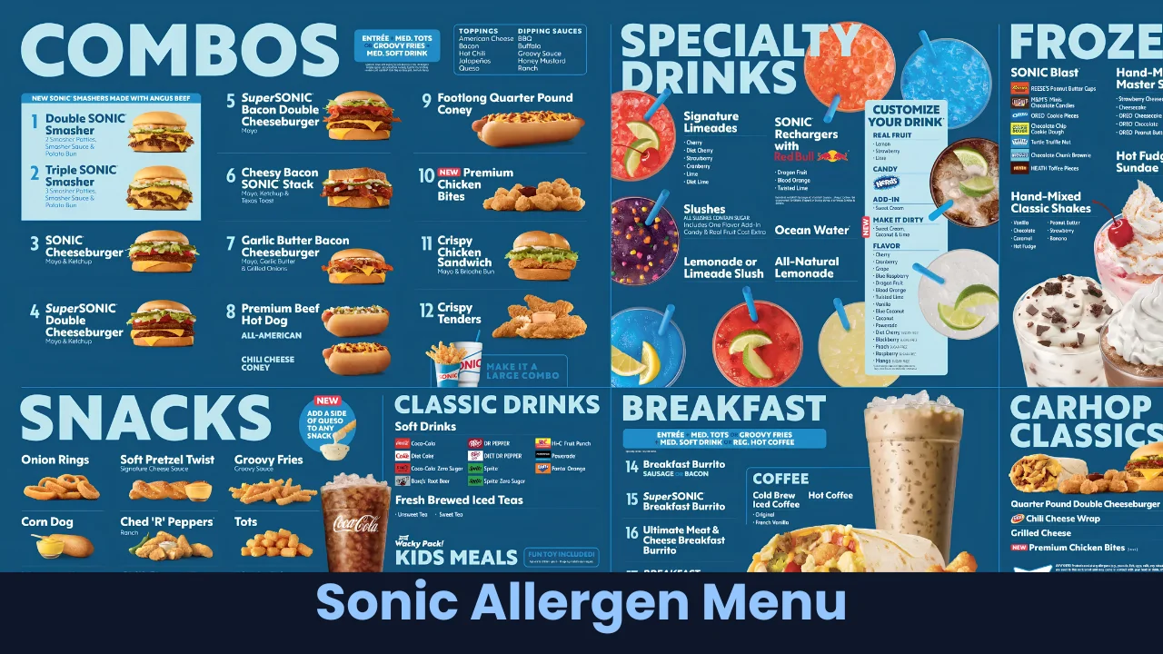 Sonic Allergen Menu