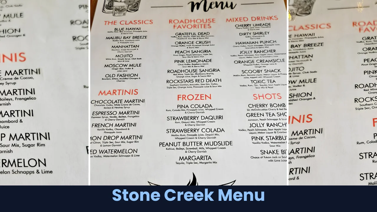 Stone Creek Menu