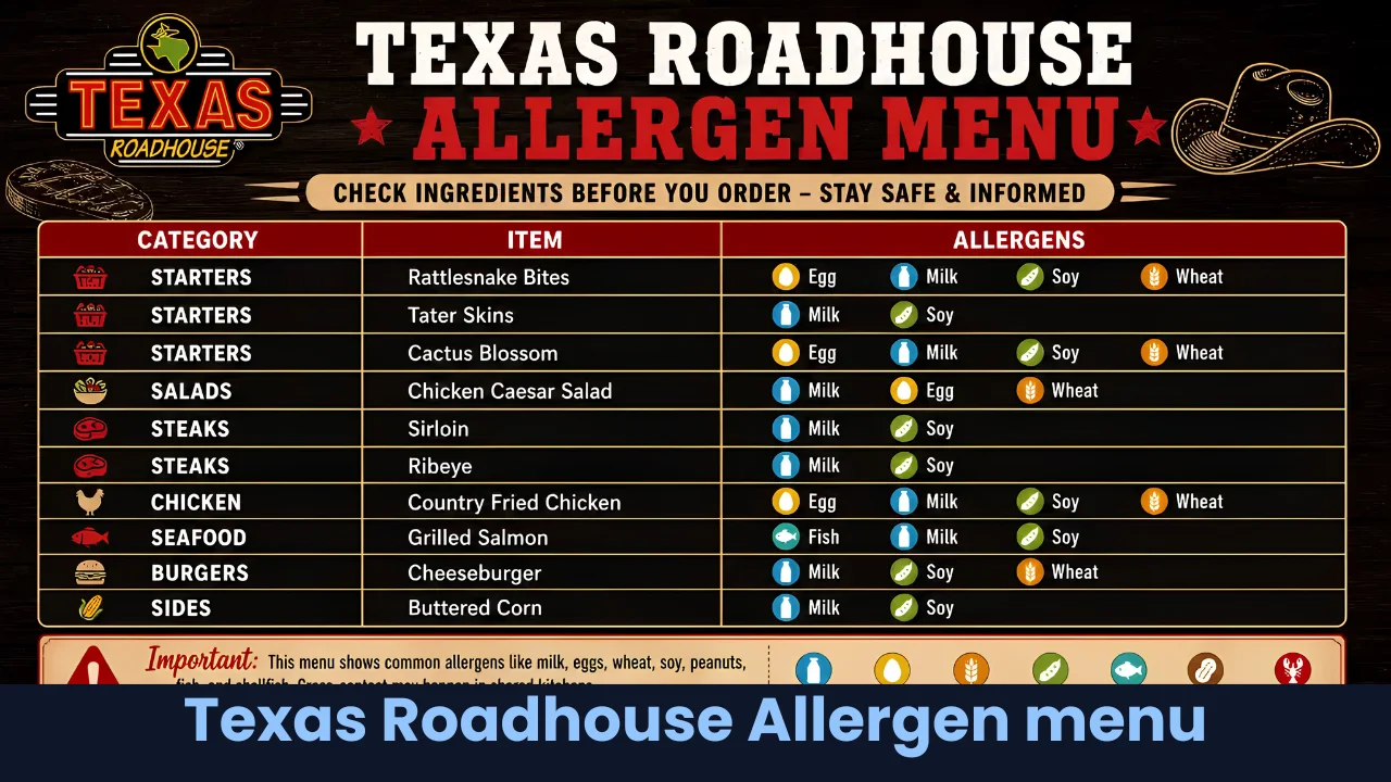 Texas Roadhouse Allergen menu