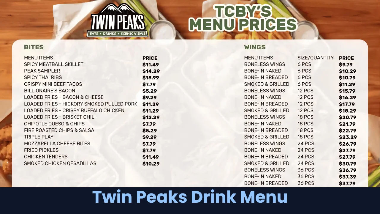 Twin Peaks Drink Menu