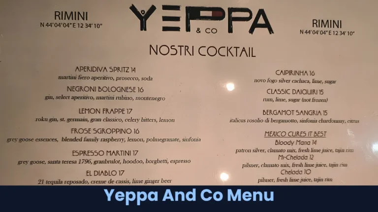 Yeppa And Co Menu
