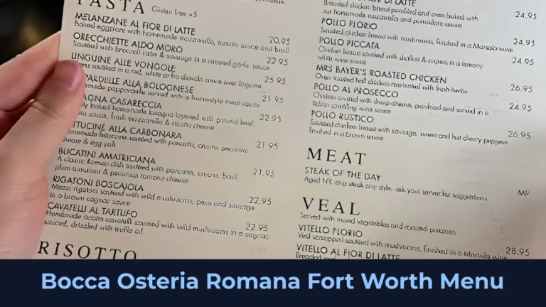 Bocca Osteria Romana Fort Worth Menu