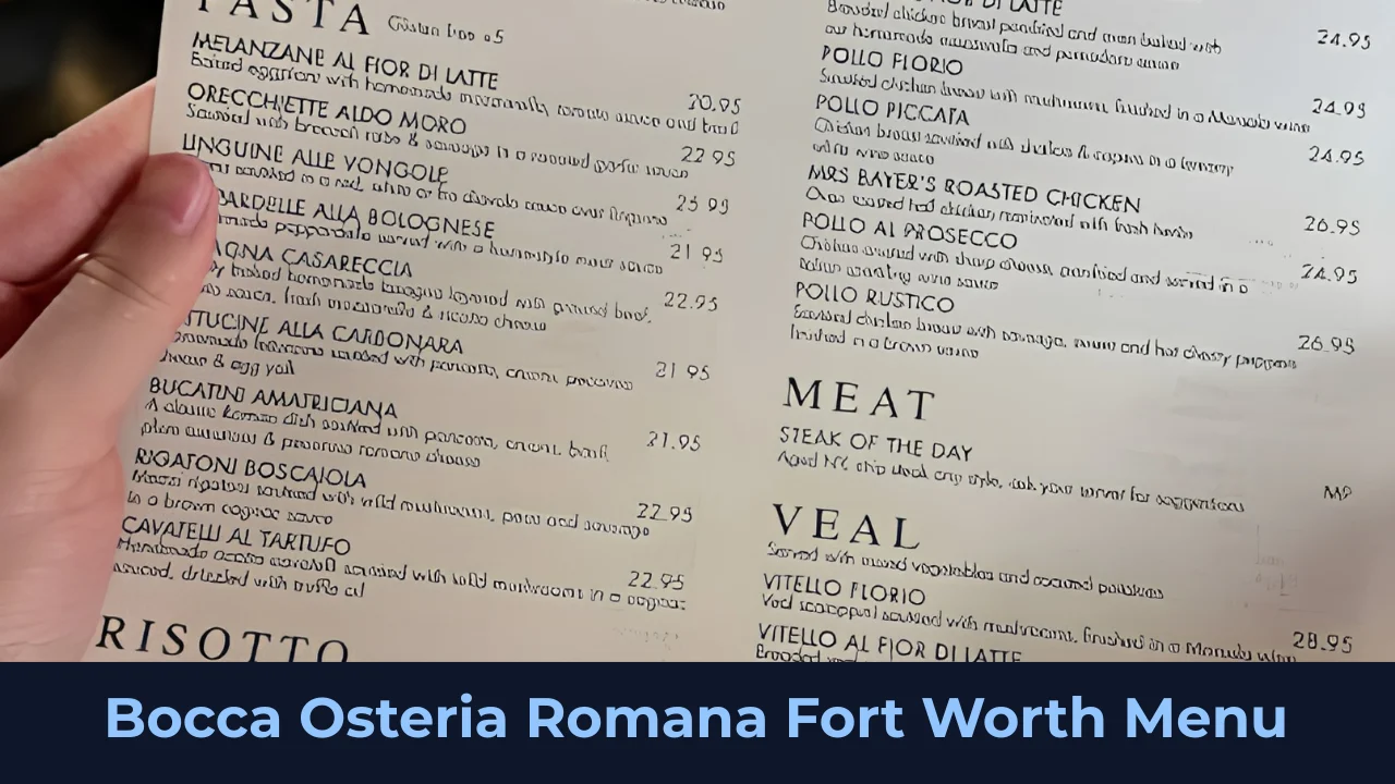 Bocca Osteria Romana Fort Worth Menu