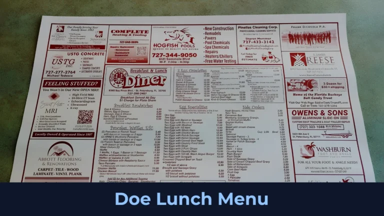 Doe Lunch Menu