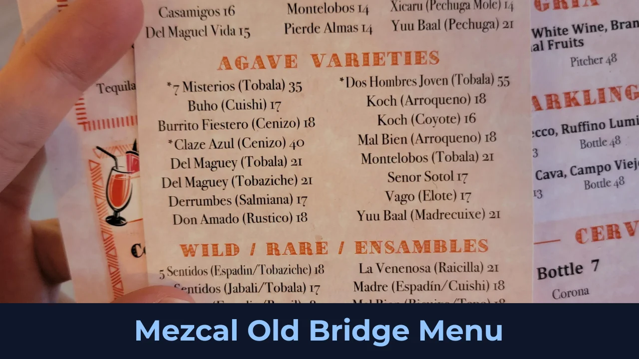 Mezcal Old Bridge Menu