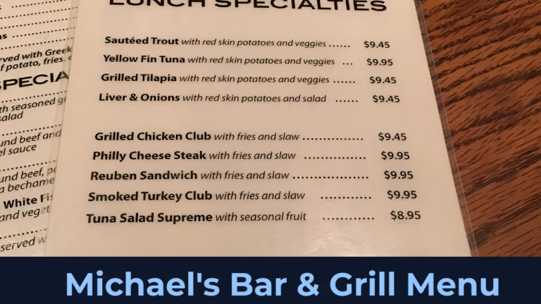 Michael's Bar & Grill Menu