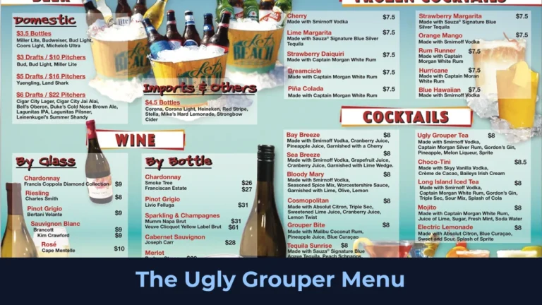 The Ugly Grouper Menu